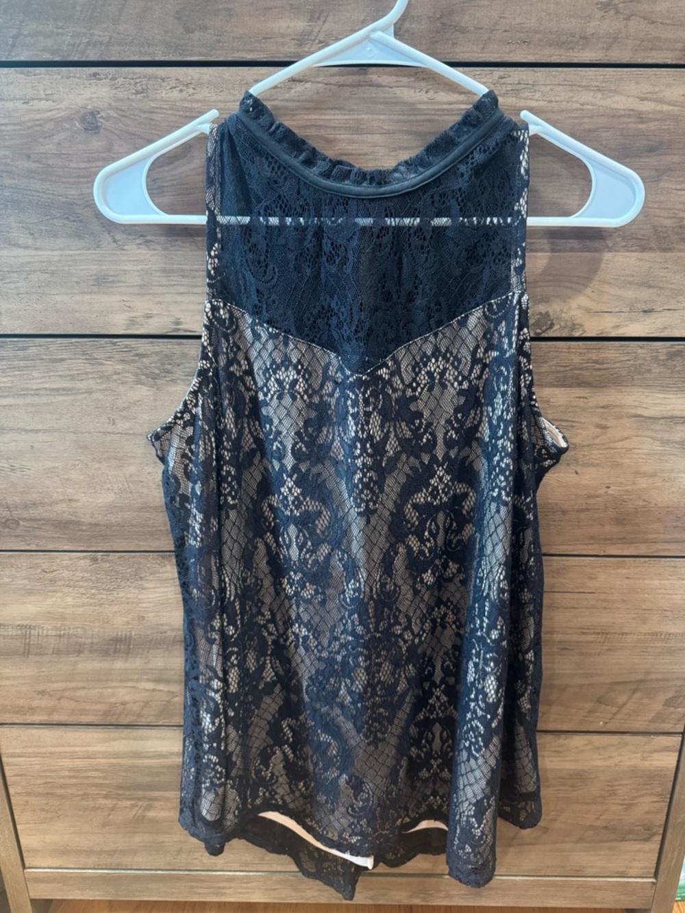 Black Lace High-Neck Camisole with Nude Lining